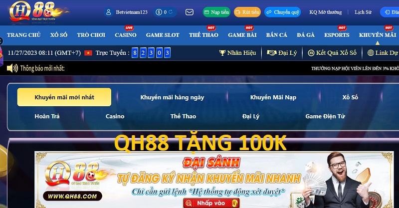 QH88 – QH88 tặng 100k Cho Game Thủ Tham Gia Sân Chơi